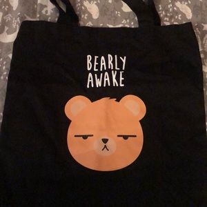 “Bearly Awake” canvas tote bag